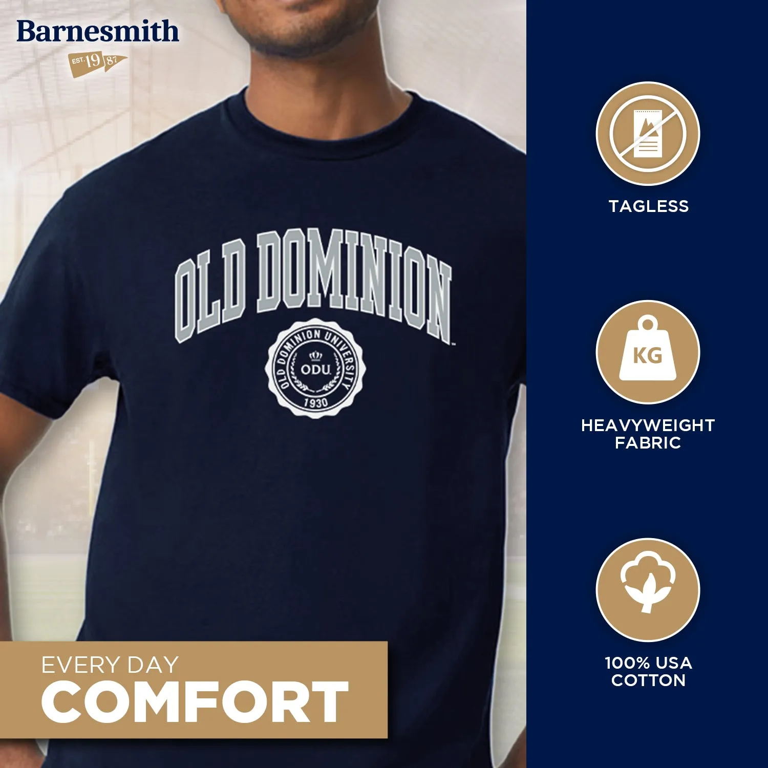 Old Dominion University Heritage T-Shirt (Navy) sold by Barnesmith product image thumbnail 3