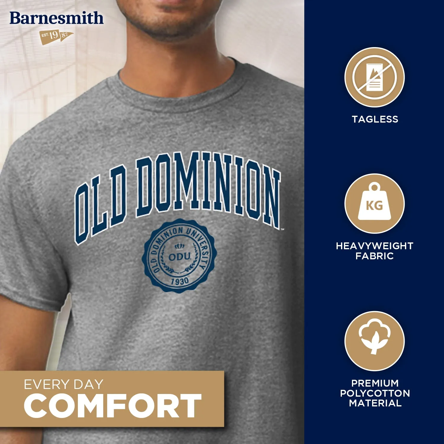 Old Dominion University Heritage T-Shirt (Charcoal Grey) sold by Barnesmith product image thumbnail 3