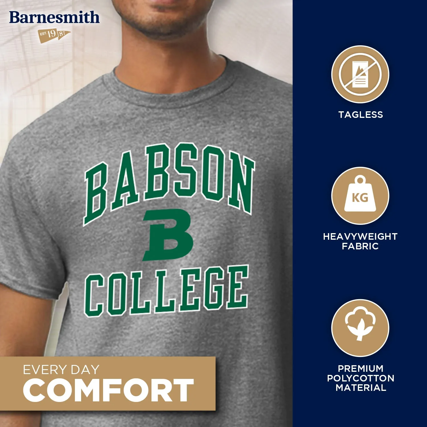 Babson College Spirit T-Shirt (Charcoal Grey) sold by Barnesmith product image thumbnail 3