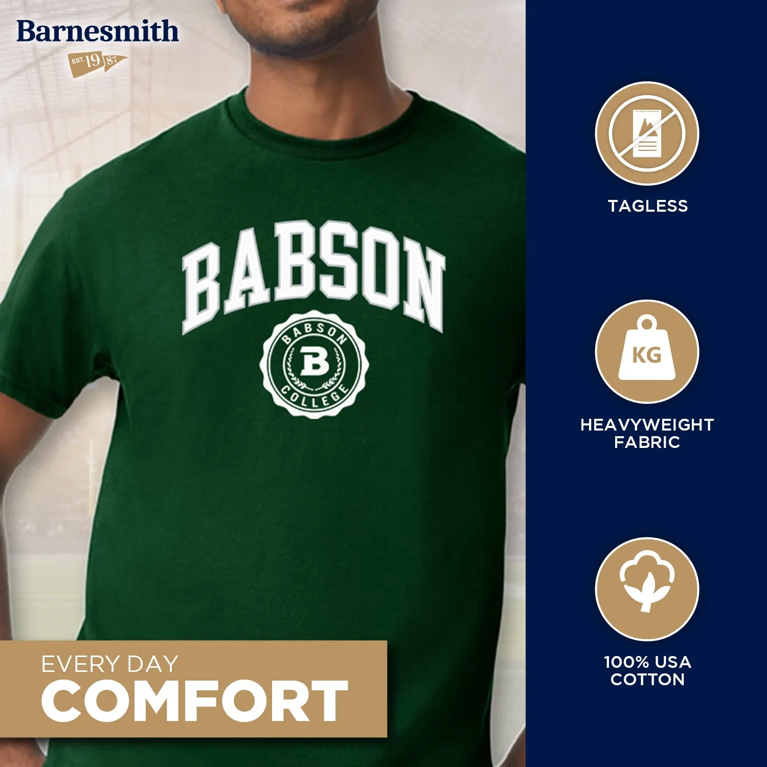 Babson College Heritage T-Shirt (Green) sold by Barnesmith product image thumbnail 3