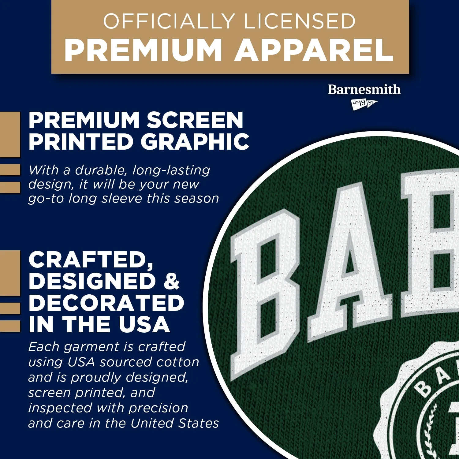 Babson College Heritage Long Sleeve T-Shirt (Green) sold by Barnesmith product image thumbnail 4