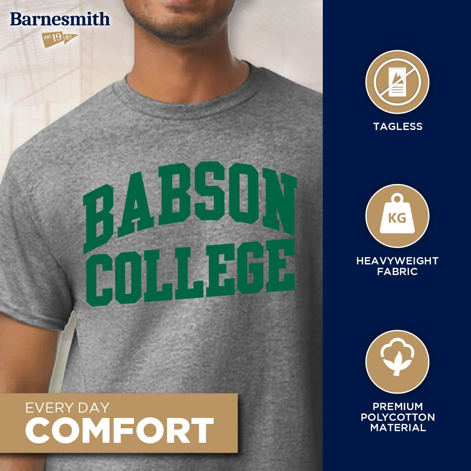 Babson College Classic T-Shirt (Charcoal Grey) sold by Barnesmith product image thumbnail 3