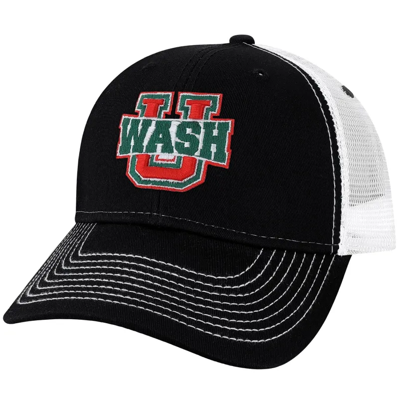 Washington University in St. Louis Sideline Trucker Hat One-Size (Black/White) sold by Barnesmith