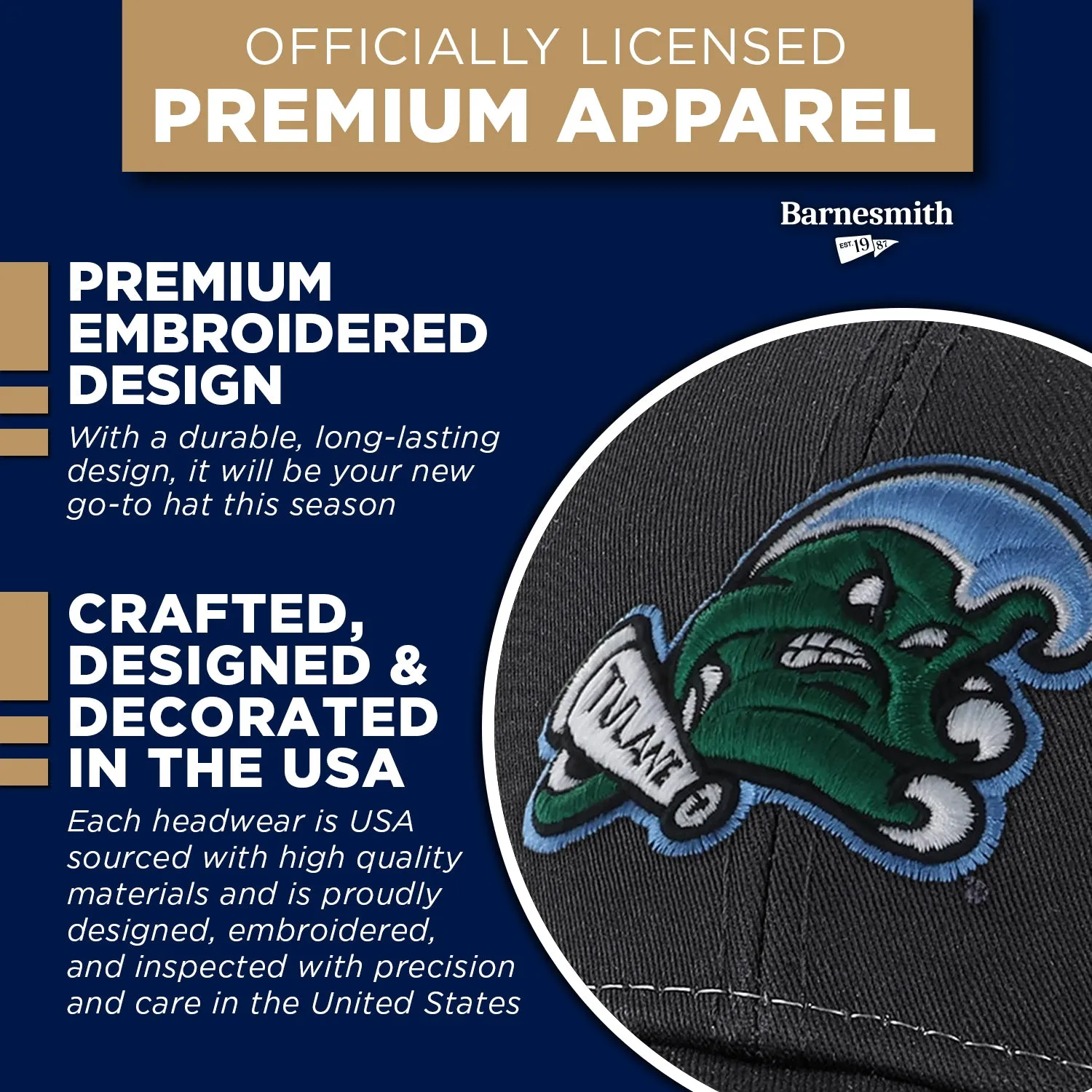 Tulane University Sideline Trucker Hat One-Size (Dark Grey/White) sold by Barnesmith product image thumbnail 4