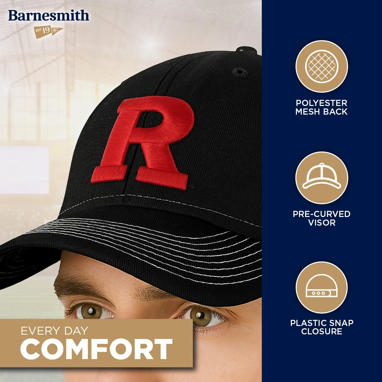 Rutgers University Sideline Trucker Hat One-Size (Black/White) sold by Barnesmith product image thumbnail 3