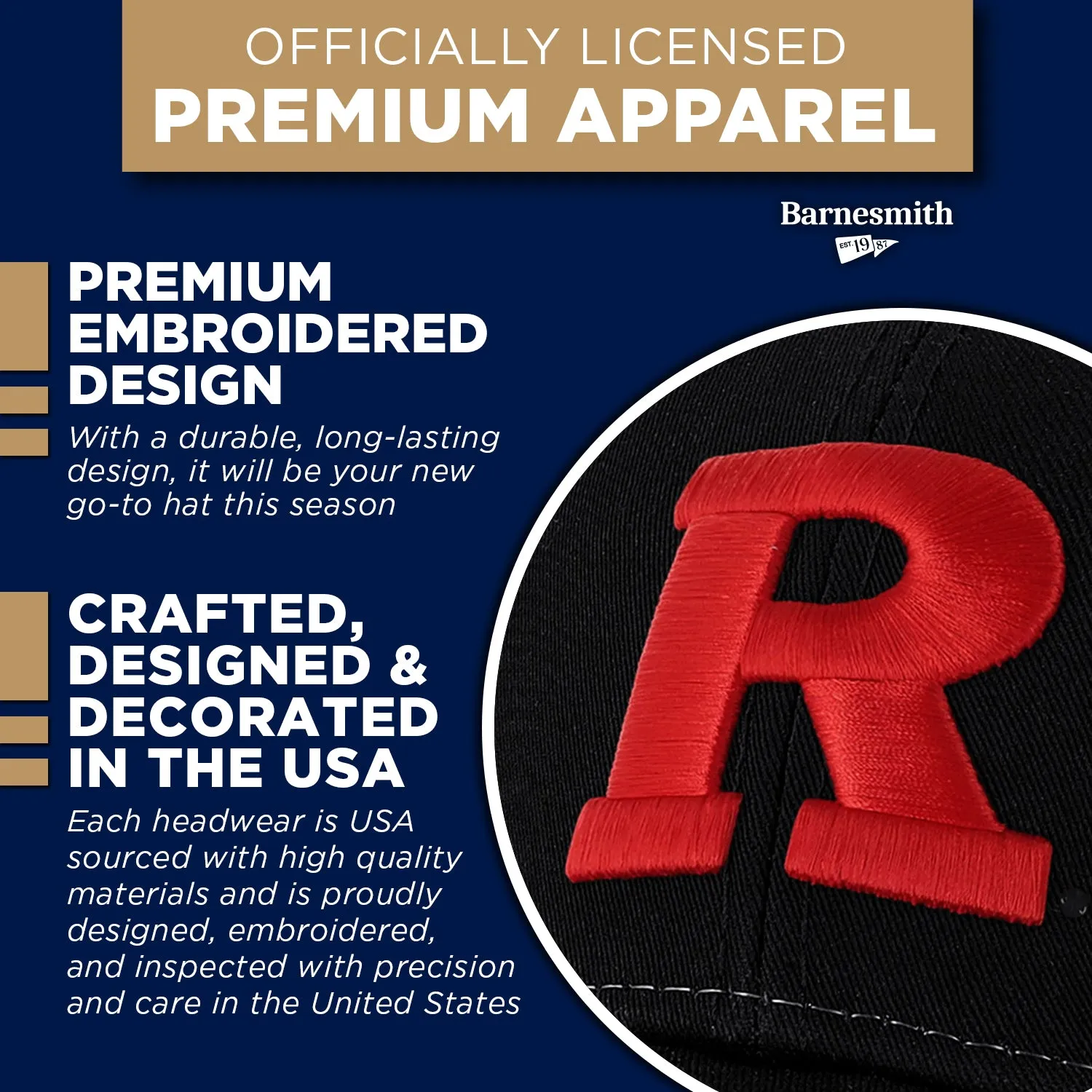 Rutgers University Sideline Trucker Hat One-Size (Black/White) sold by Barnesmith product image thumbnail 4