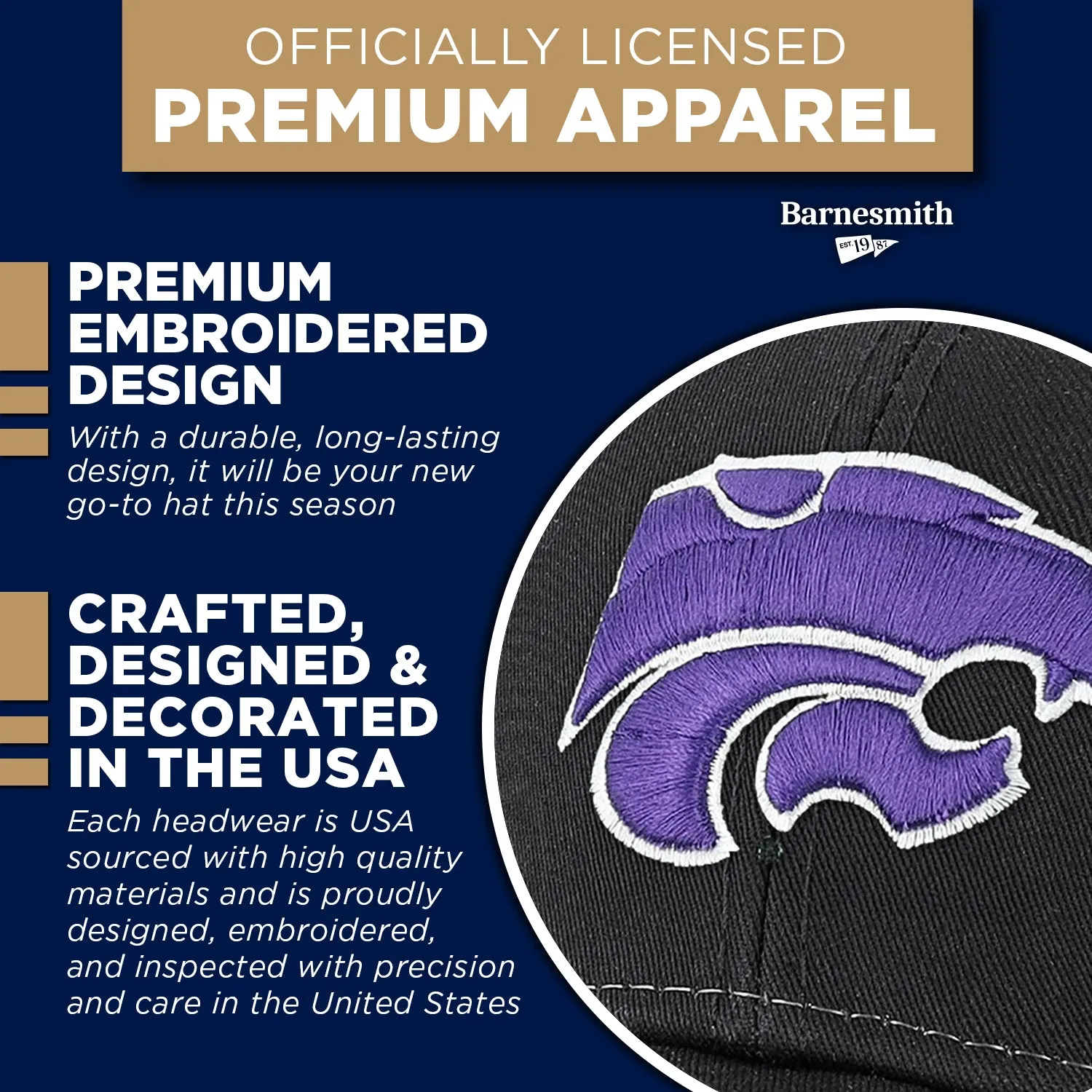 Kansas State University Sideline Trucker Hat One-Size (Dark Grey/White) sold by Barnesmith product image thumbnail 4