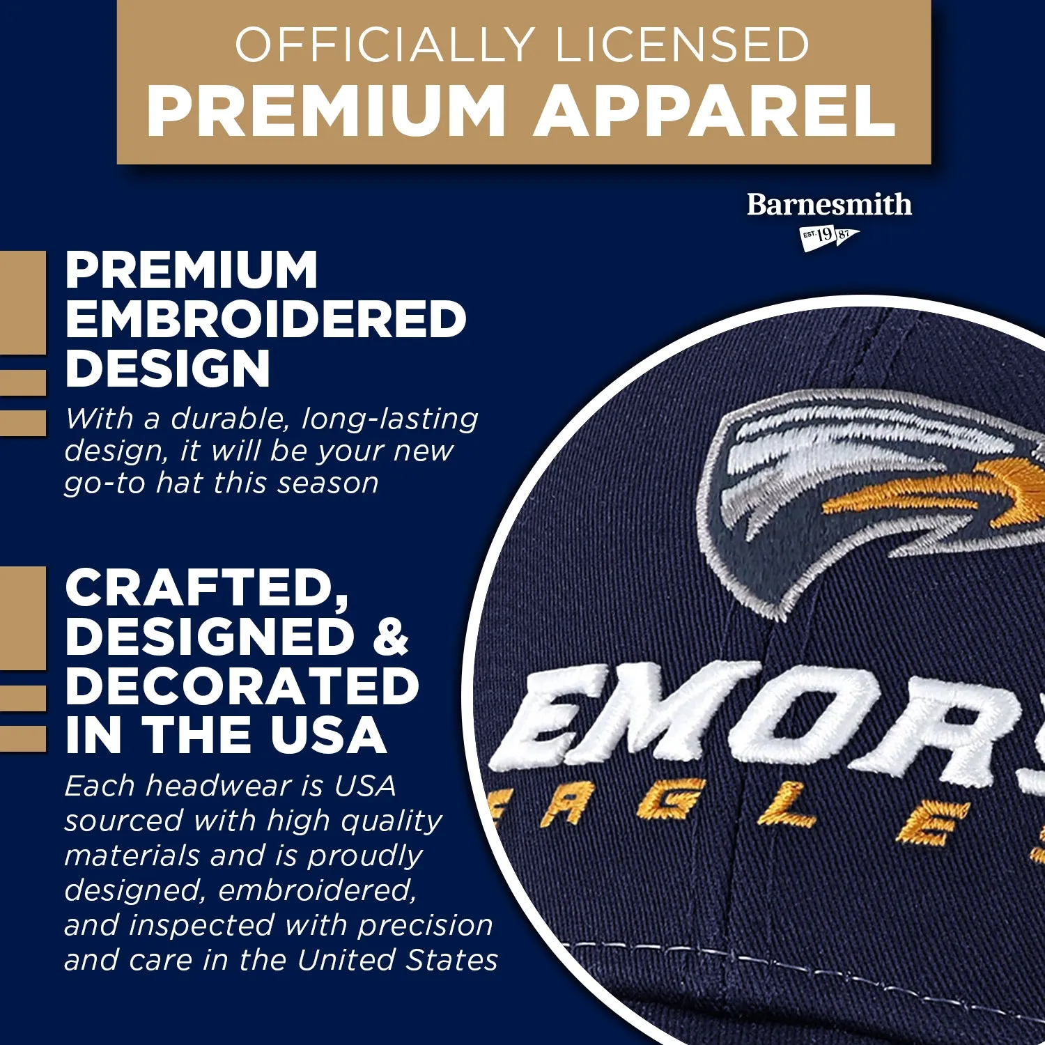 Emory University Sideline Trucker Hat One-Size (Navy/White) sold by Barnesmith product image thumbnail 4