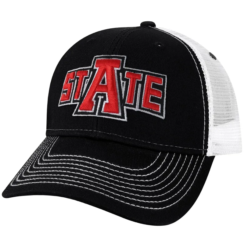 Arkansas State University Sideline Trucker Hat One-Size (Black/White) sold by Barnesmith