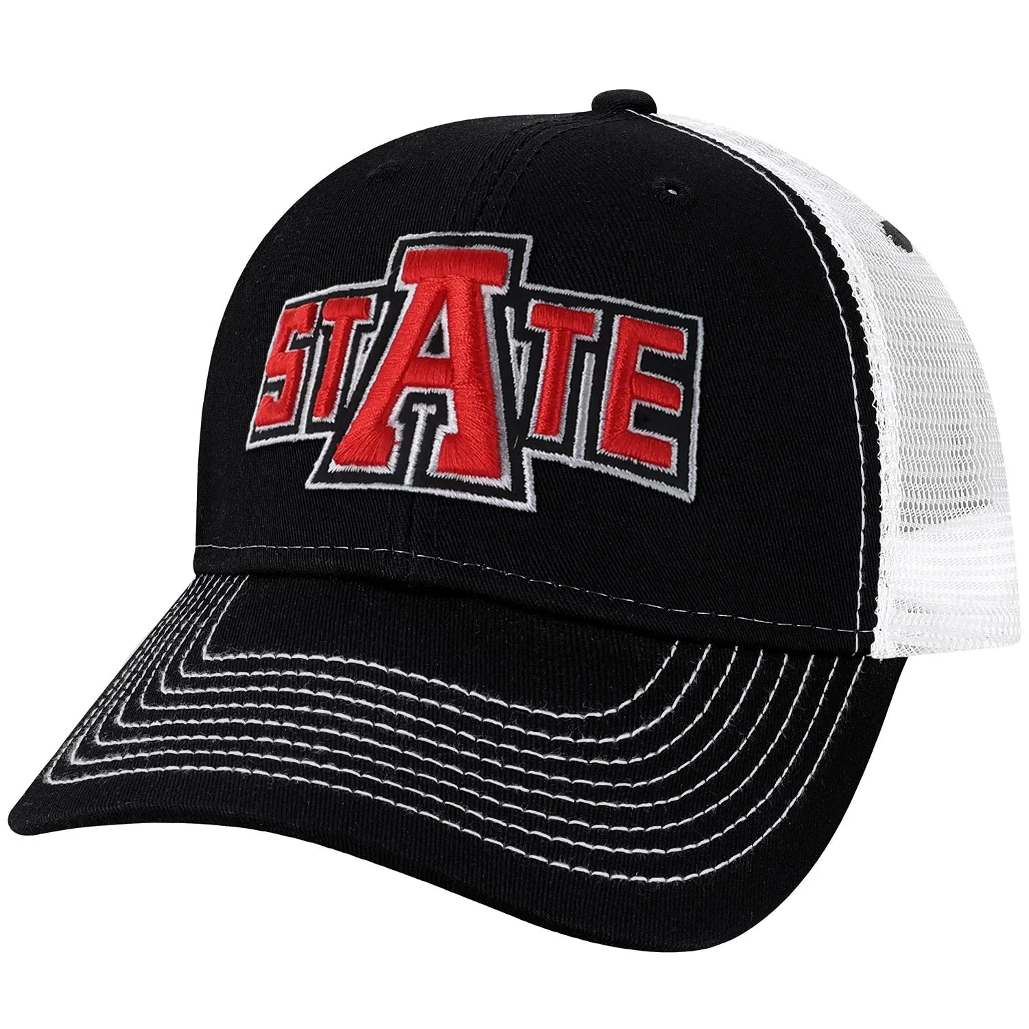 Arkansas State University Sideline Trucker Hat One-Size (Black/White) sold by Barnesmith