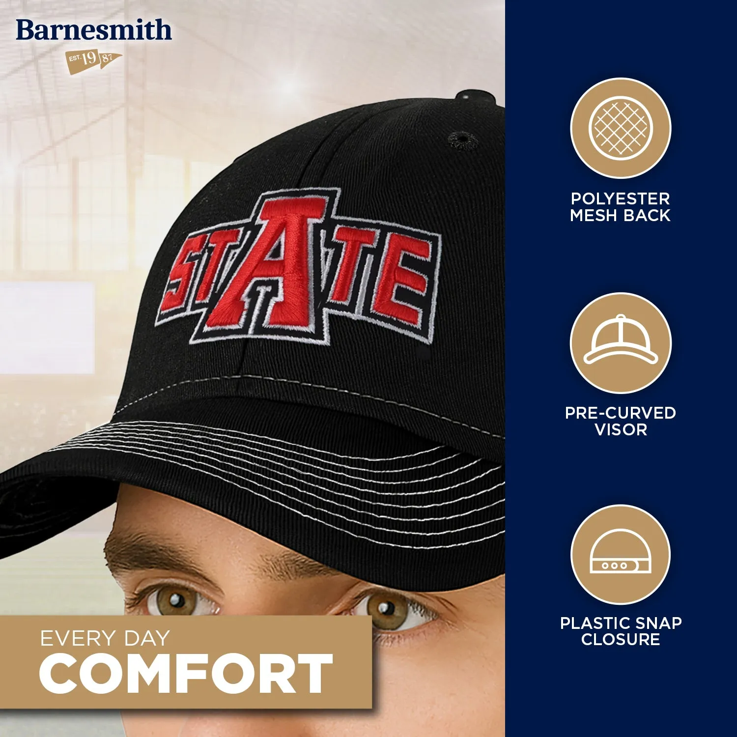 Arkansas State University Sideline Trucker Hat One-Size (Black/White) sold by Barnesmith product image thumbnail 3
