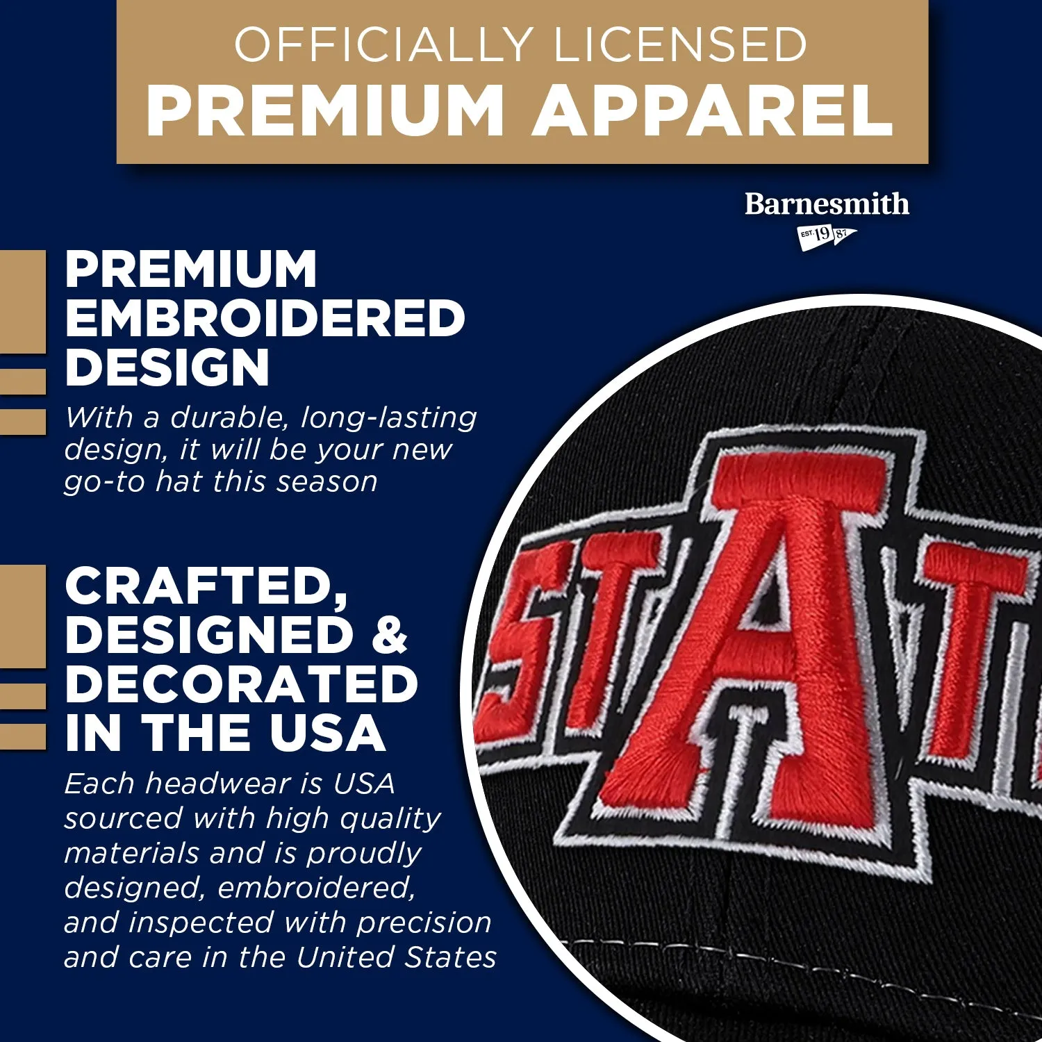 Arkansas State University Sideline Trucker Hat One-Size (Black/White) sold by Barnesmith product image thumbnail 4