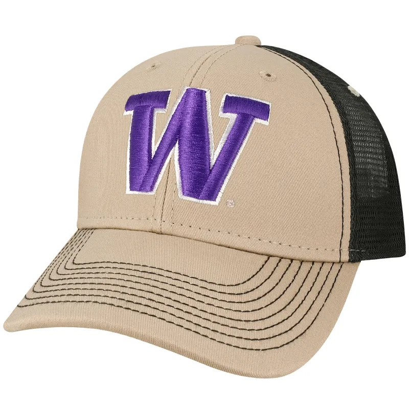 University of Washington Sideline Trucker Hat One-Size (Khaki/Black) sold by Barnesmith
