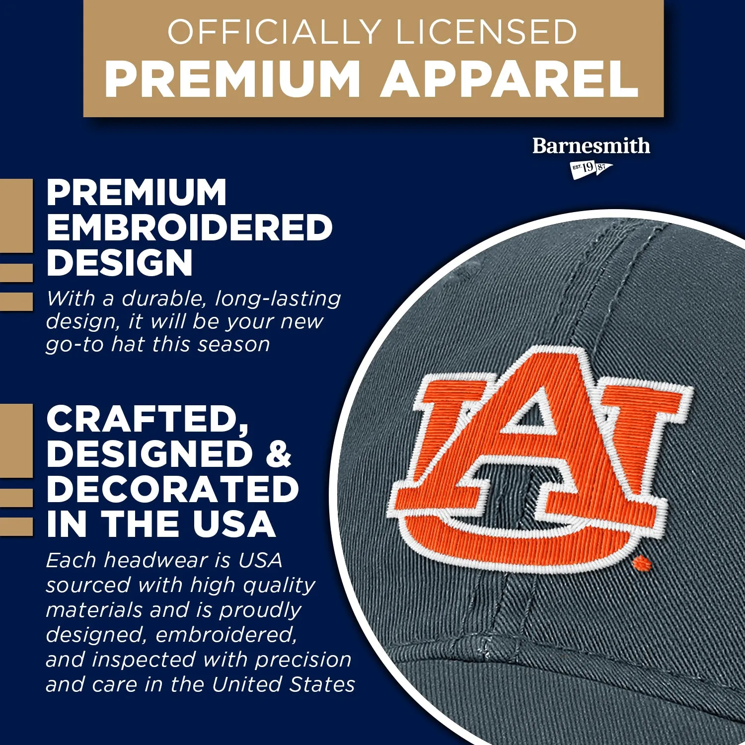 Auburn University Spirit Baseball Hat One-Size (Navy) sold by Barnesmith product image thumbnail 4