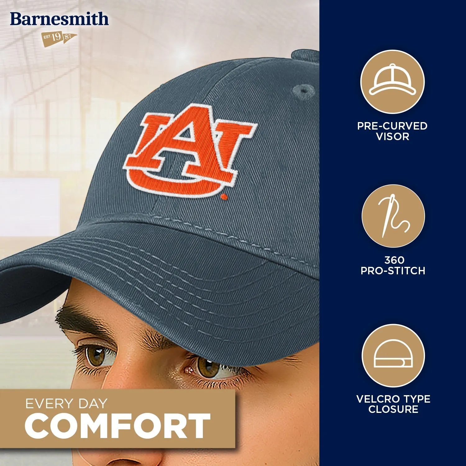 Auburn University Spirit Baseball Hat One-Size (Navy) sold by Barnesmith product image thumbnail 3