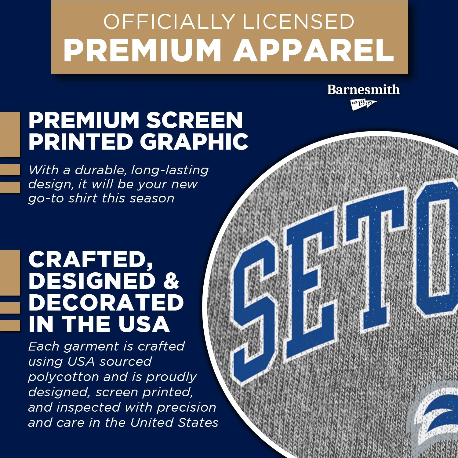 Seton Hall University Spirit T-Shirt (Charcoal Grey) sold by Barnesmith product image thumbnail 4