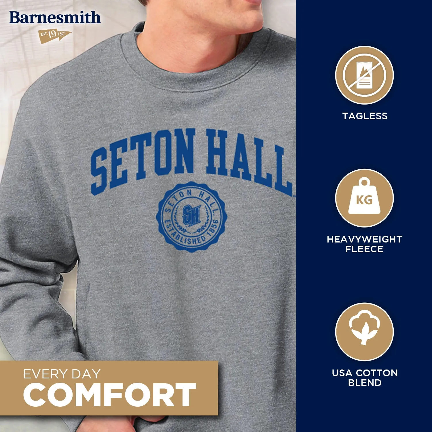 Seton Hall University Heritage Sweatshirt (Charcoal) sold by Barnesmith product image thumbnail 3