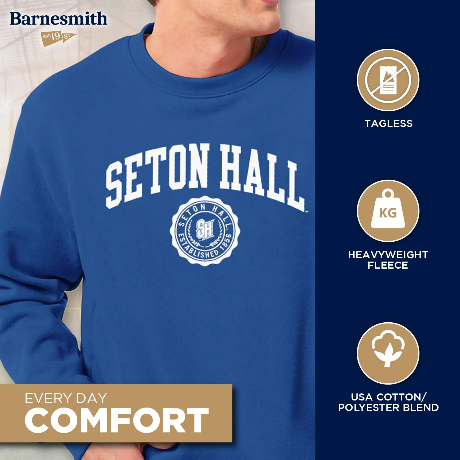 Seton Hall University Heritage Sweatshirt (Royal Blue) sold by Barnesmith product image thumbnail 3