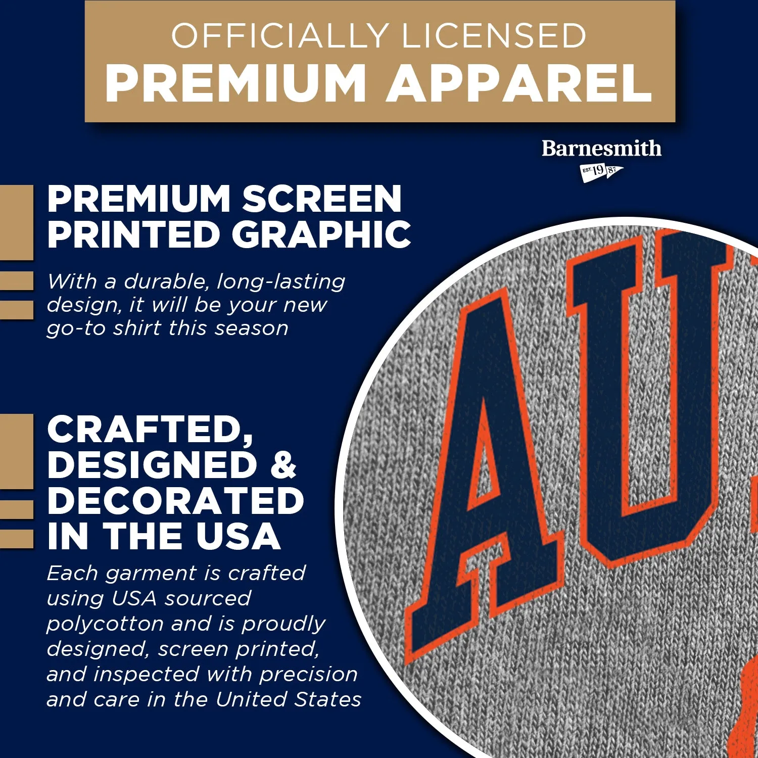 Auburn University Heritage T-Shirt (Charcoal Grey) sold by Barnesmith product image thumbnail 4