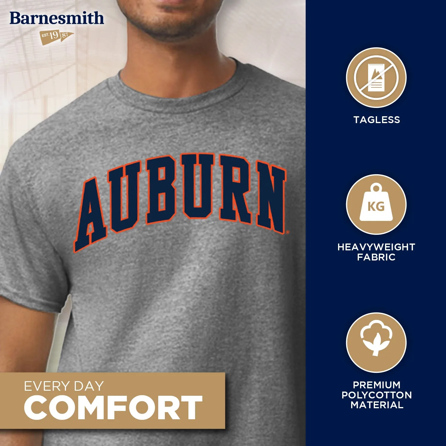 Auburn University Classic T-Shirt (Charcoal Grey) sold by Barnesmith product image thumbnail 3