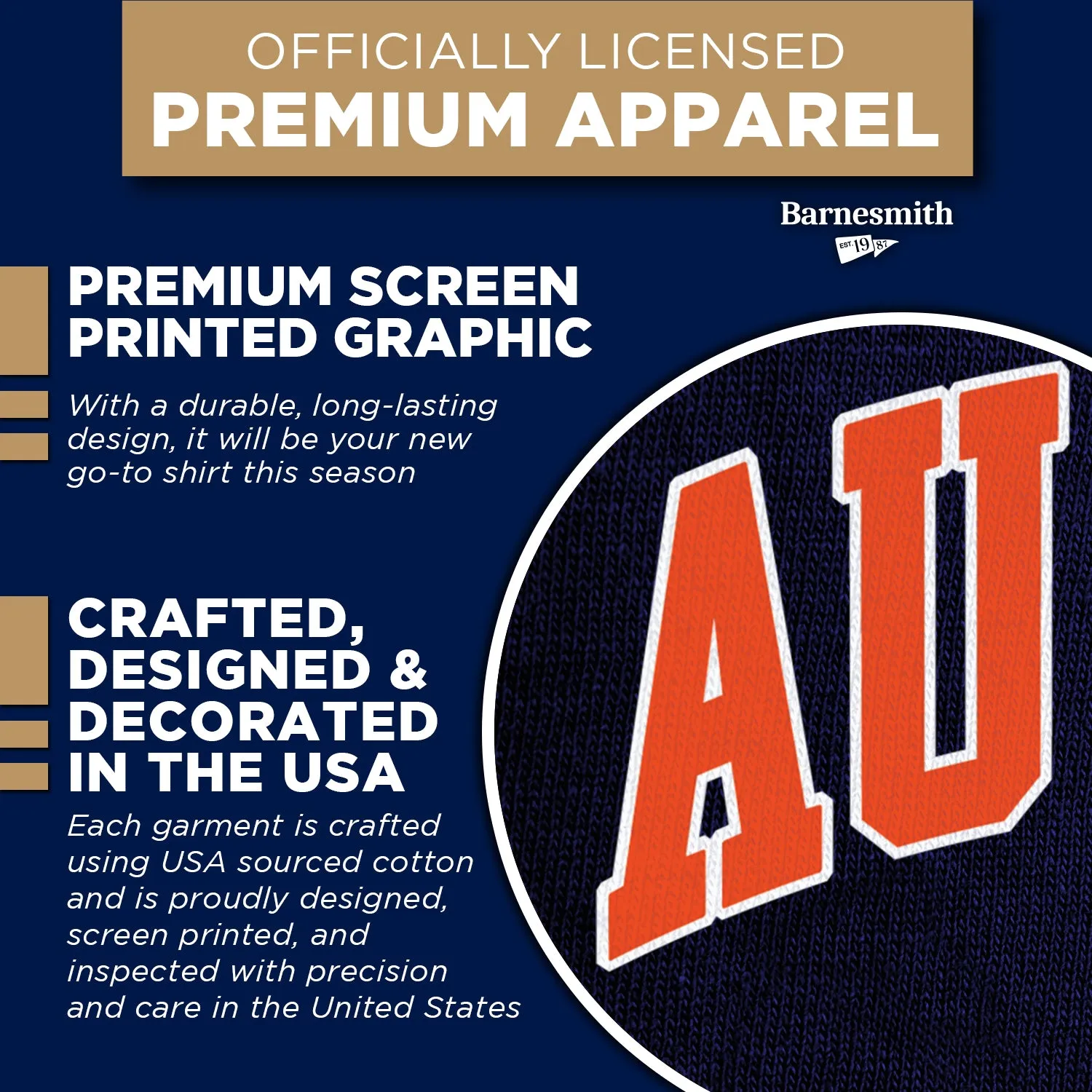 Auburn University Classic T-Shirt (Navy) sold by Barnesmith product image thumbnail 4