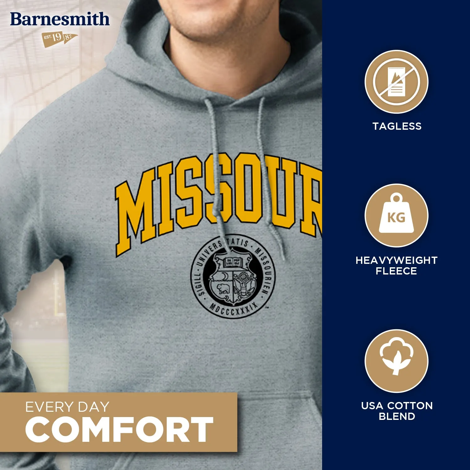 University of Missouri Heritage Hooded Sweatshirt (Charcoal) sold by Barnesmith product image thumbnail 3