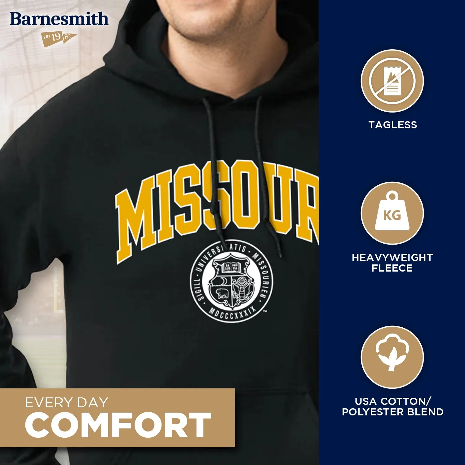 University of Missouri Heritage Hooded Sweatshirt (Black) sold by Barnesmith product image thumbnail 3