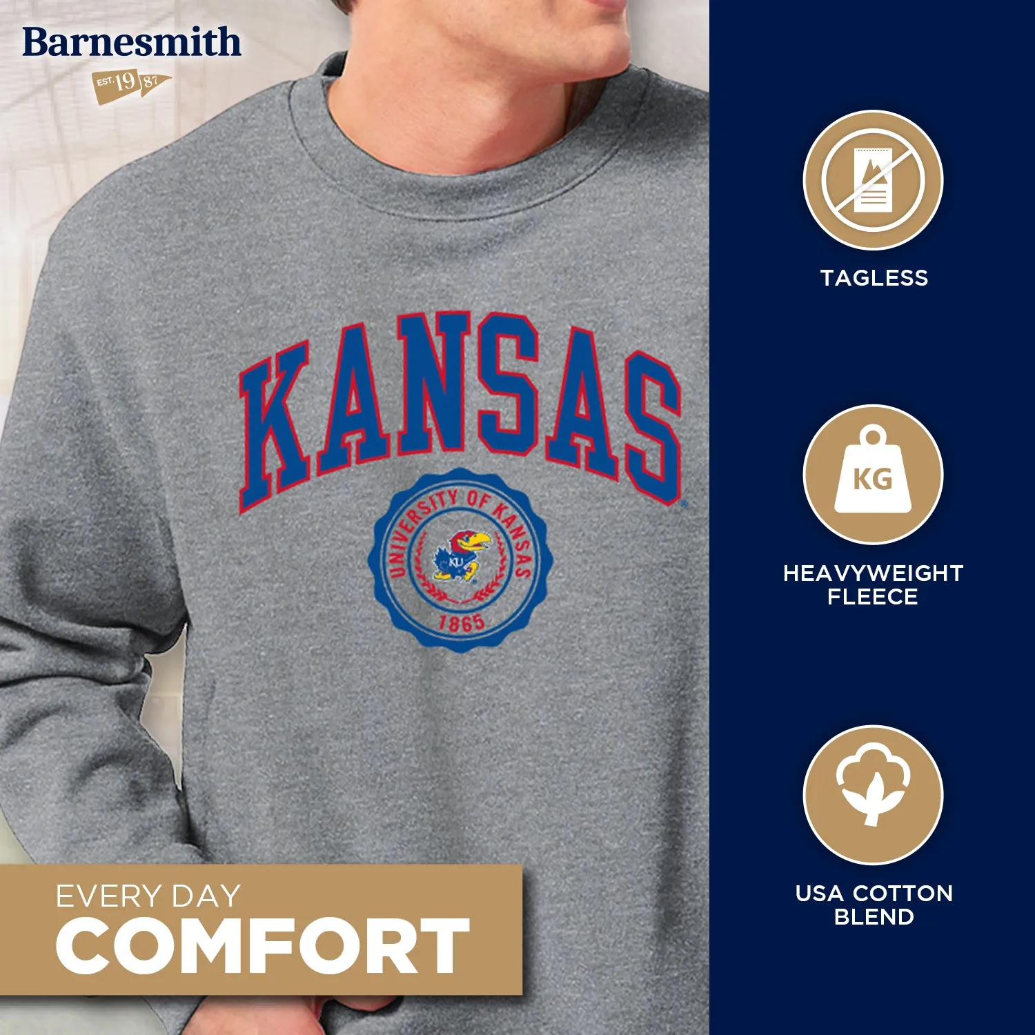 University of Kansas Heritage Sweatshirt (Charcoal) sold by Barnesmith product image thumbnail 3