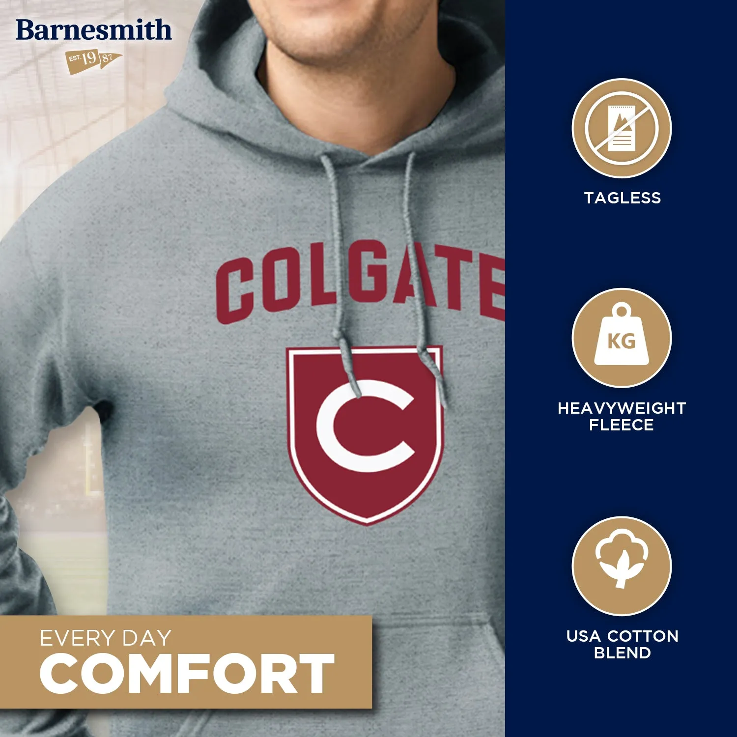 Colgate University Heritage Hooded Sweatshirt (Charcoal) sold by Barnesmith product image thumbnail 3