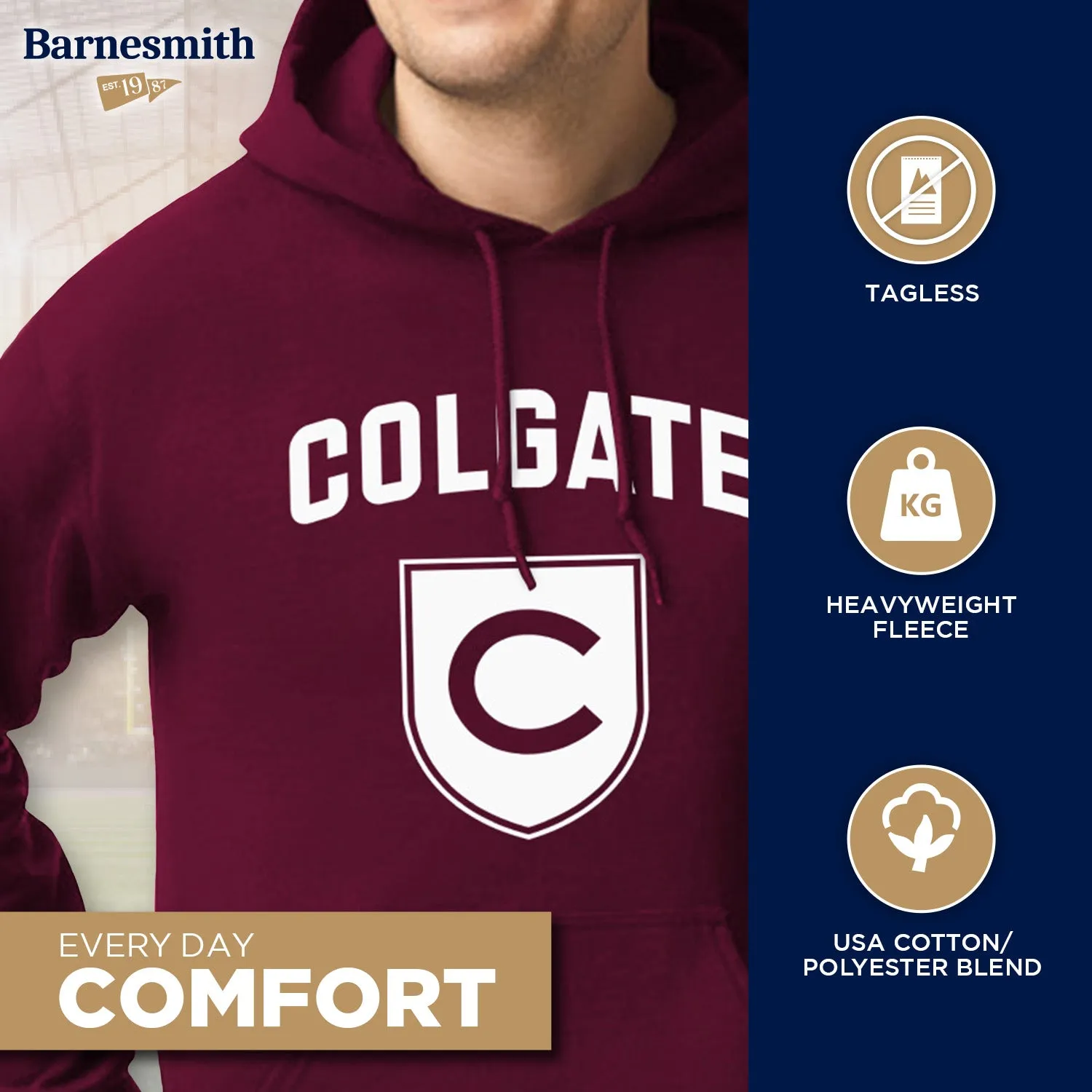Colgate University Heritage Hooded Sweatshirt (Maroon) sold by Barnesmith product image thumbnail 3