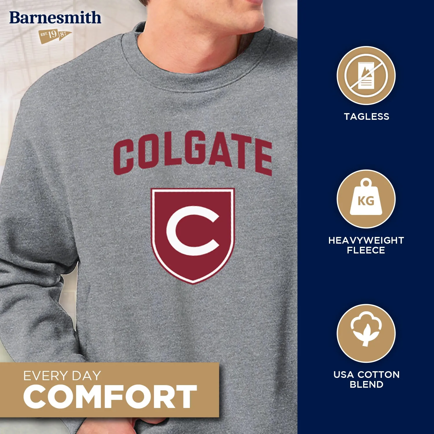 Colgate University Heritage Crewneck Sweatshirt (Charcoal) sold by Barnesmith product image thumbnail 3