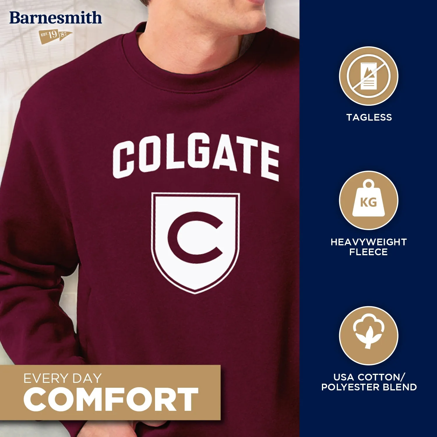 Colgate University Heritage Crewneck Sweatshirt (Maroon) sold by Barnesmith product image thumbnail 3