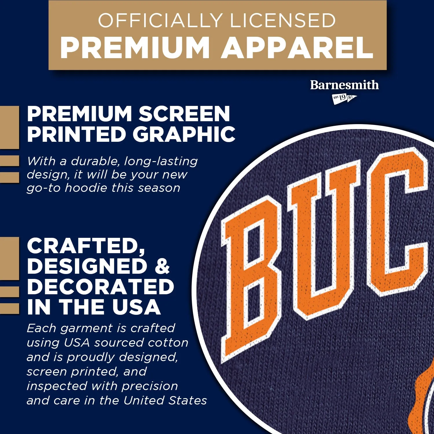 Bucknell University Heritage Hooded Sweatshirt (Navy) sold by Barnesmith product image thumbnail 4
