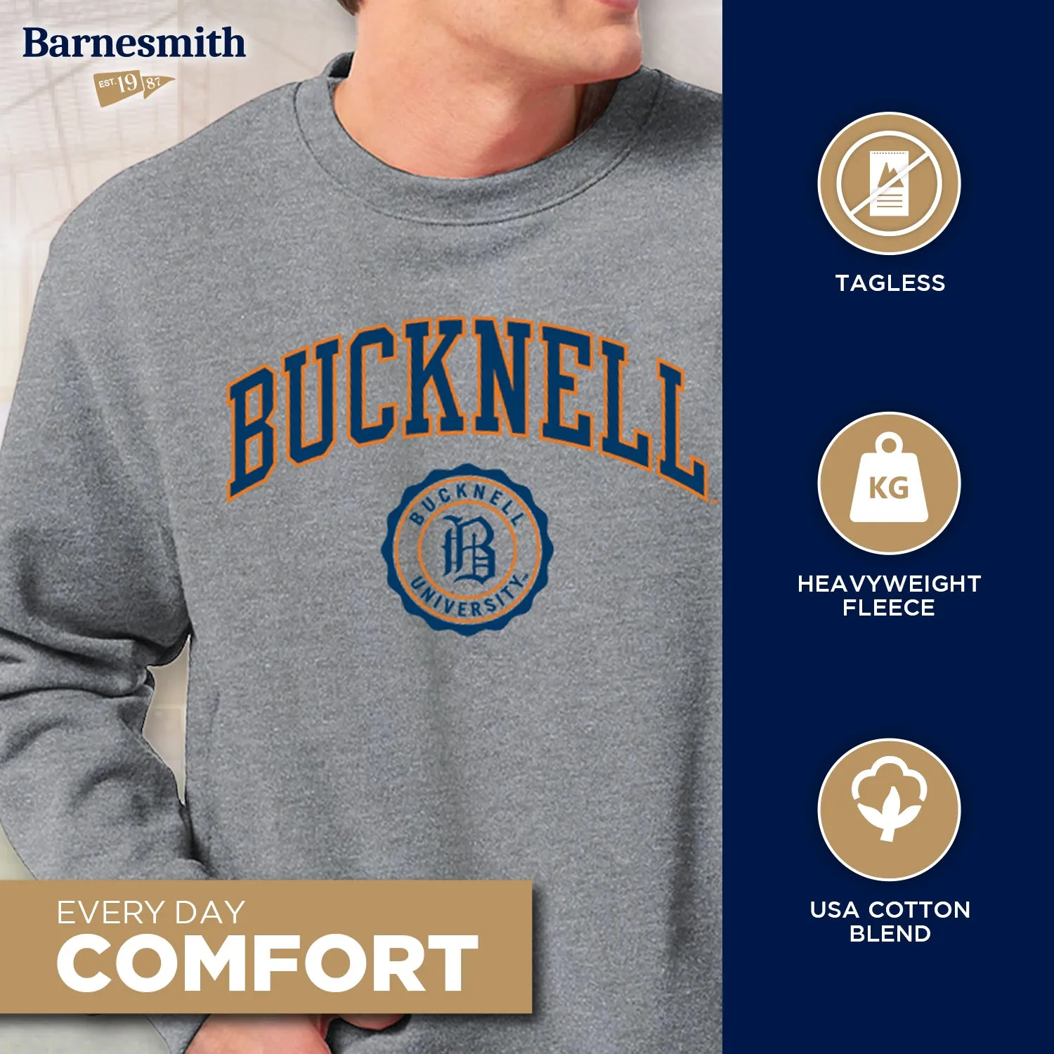 Bucknell University Heritage Crewneck Sweatshirt (Charcoal) sold by Barnesmith product image thumbnail 3