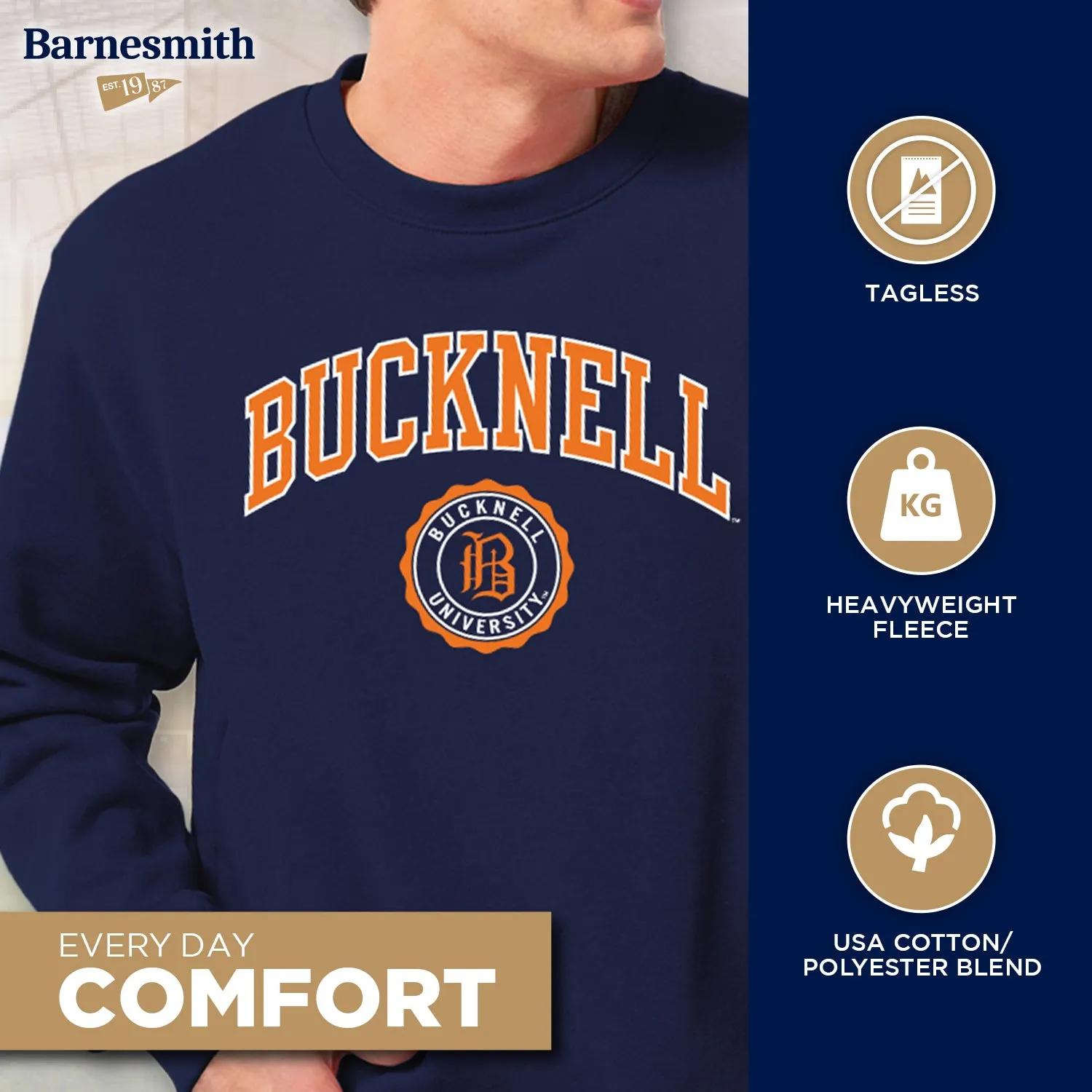 Bucknell University Heritage Crewneck Sweatshirt (Navy) sold by Barnesmith product image thumbnail 3