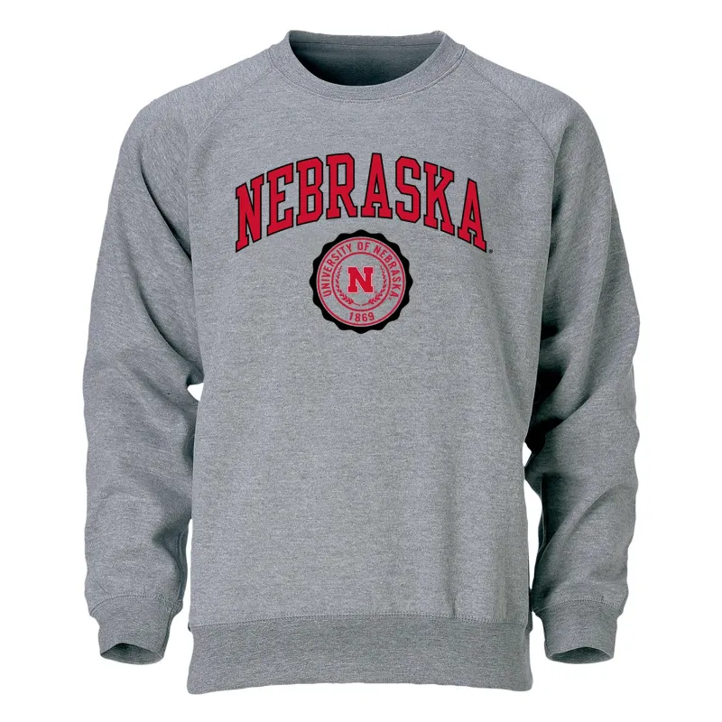 University of Nebraska Heritage Crewneck Sweatshirt (Charcoal) sold by Barnesmith