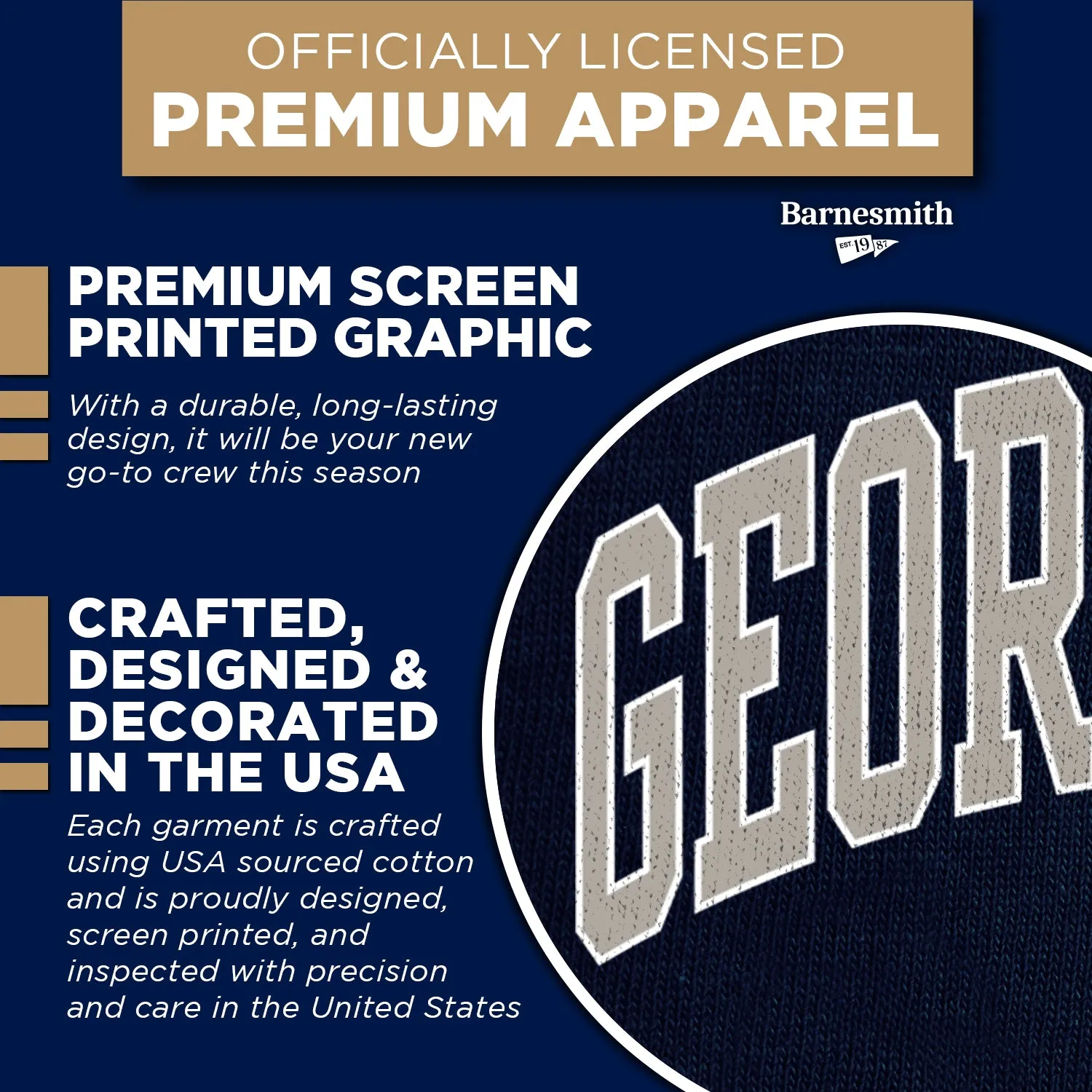 Georgetown University Heritage Crewneck Sweatshirt (Navy) sold by Barnesmith product image thumbnail 4