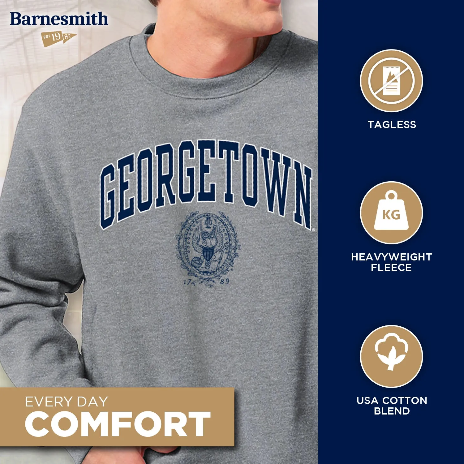 Georgetown University Heritage Crewneck Sweatshirt (Charcoal) sold by Barnesmith product image thumbnail 3