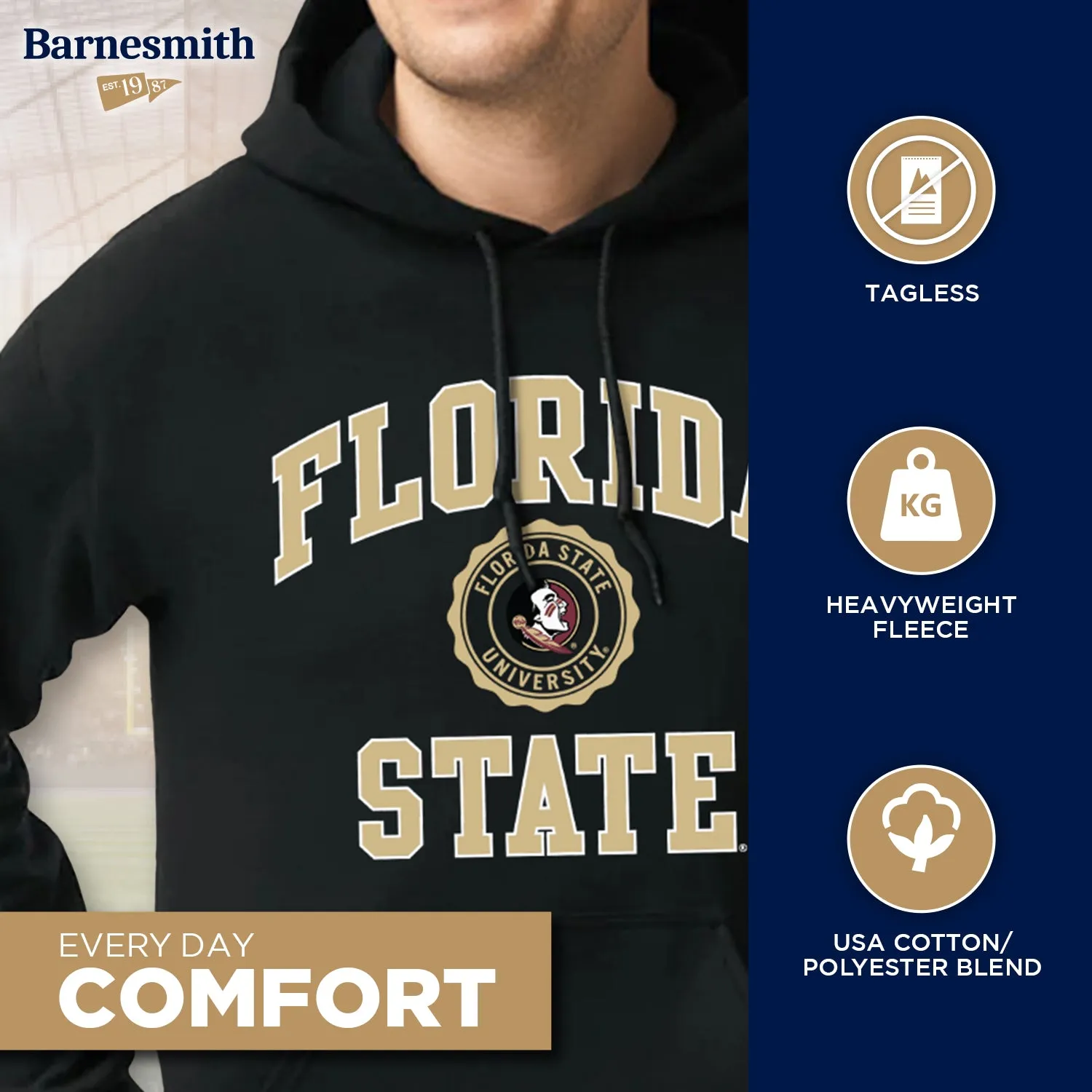 Florida State University Heritage Hooded Sweatshirt (Black) sold by Barnesmith product image thumbnail 3