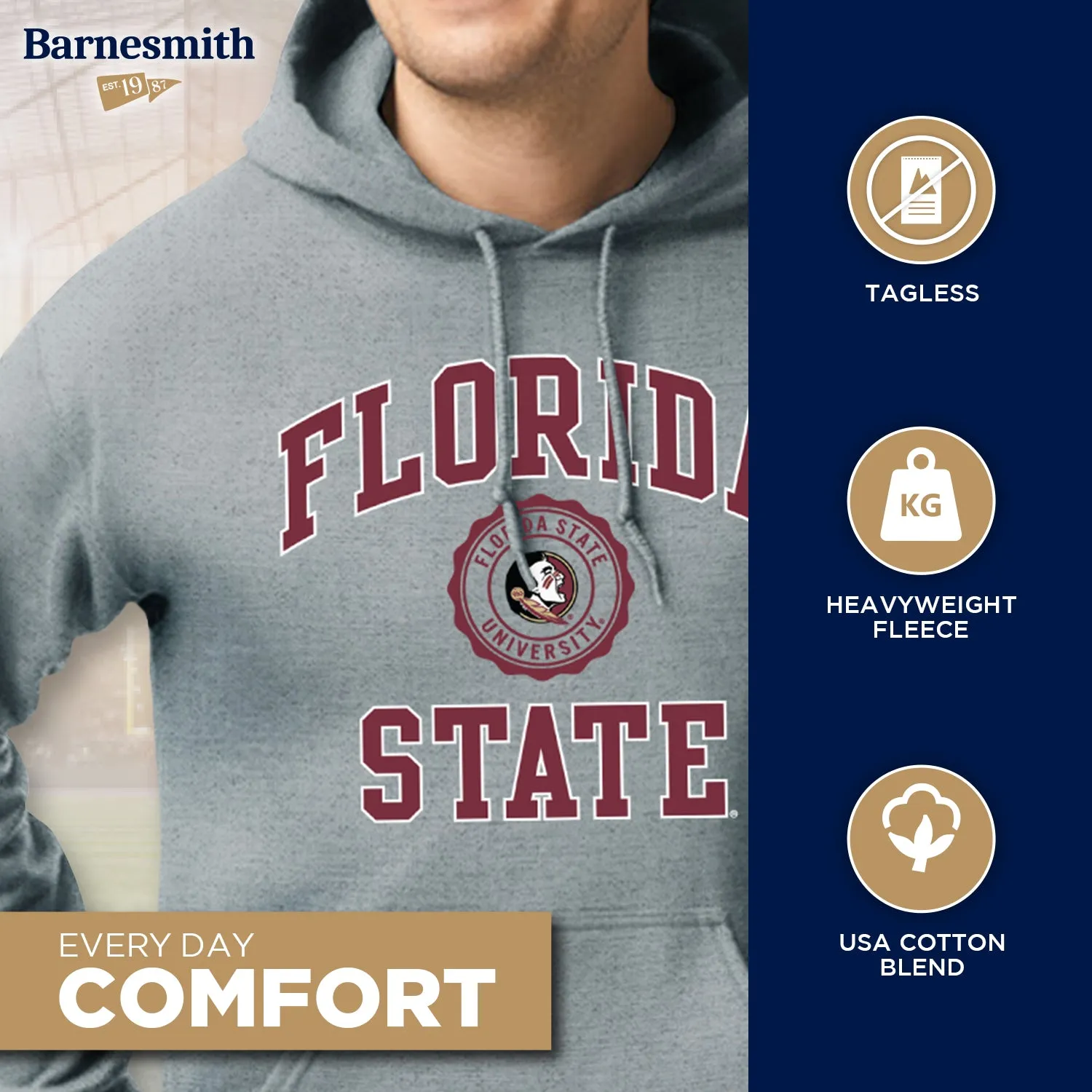 Florida State University Heritage Hooded Sweatshirt (Charcoal) sold by Barnesmith product image thumbnail 3