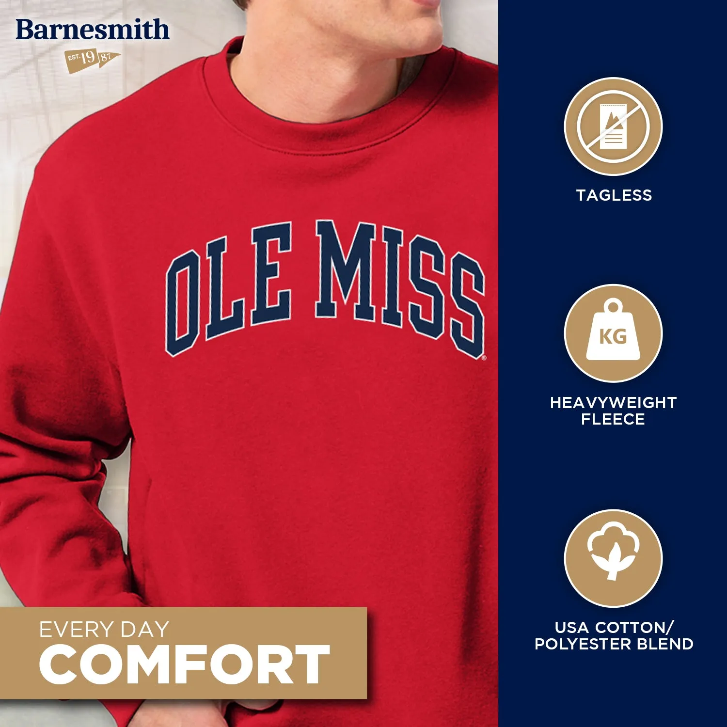 University of Mississippi Ole Miss Heritage Crewneck Sweatshirt (Red) sold by Barnesmith product image thumbnail 3