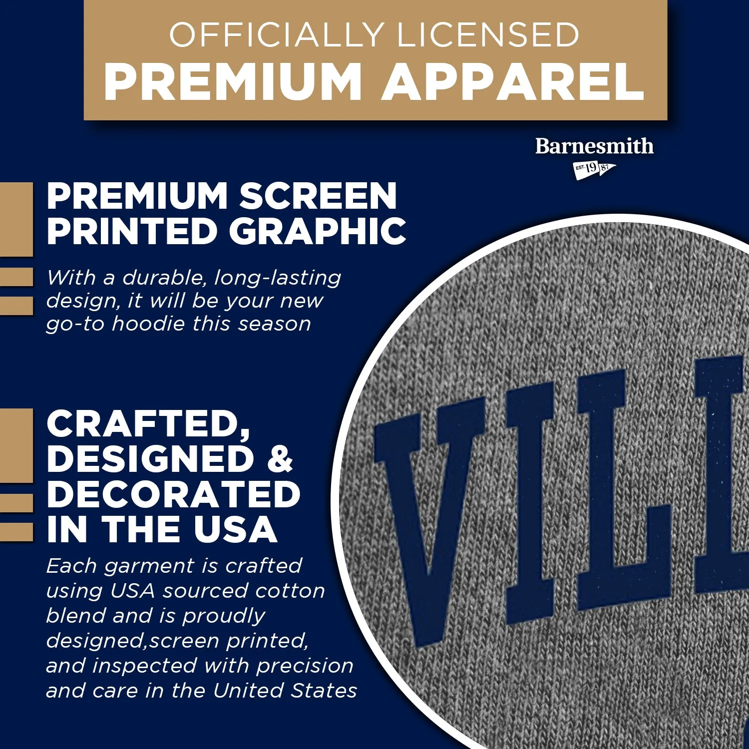 Villanova University Heritage Hooded Sweatshirt (Charcoal Grey) sold by Barnesmith product image thumbnail 4
