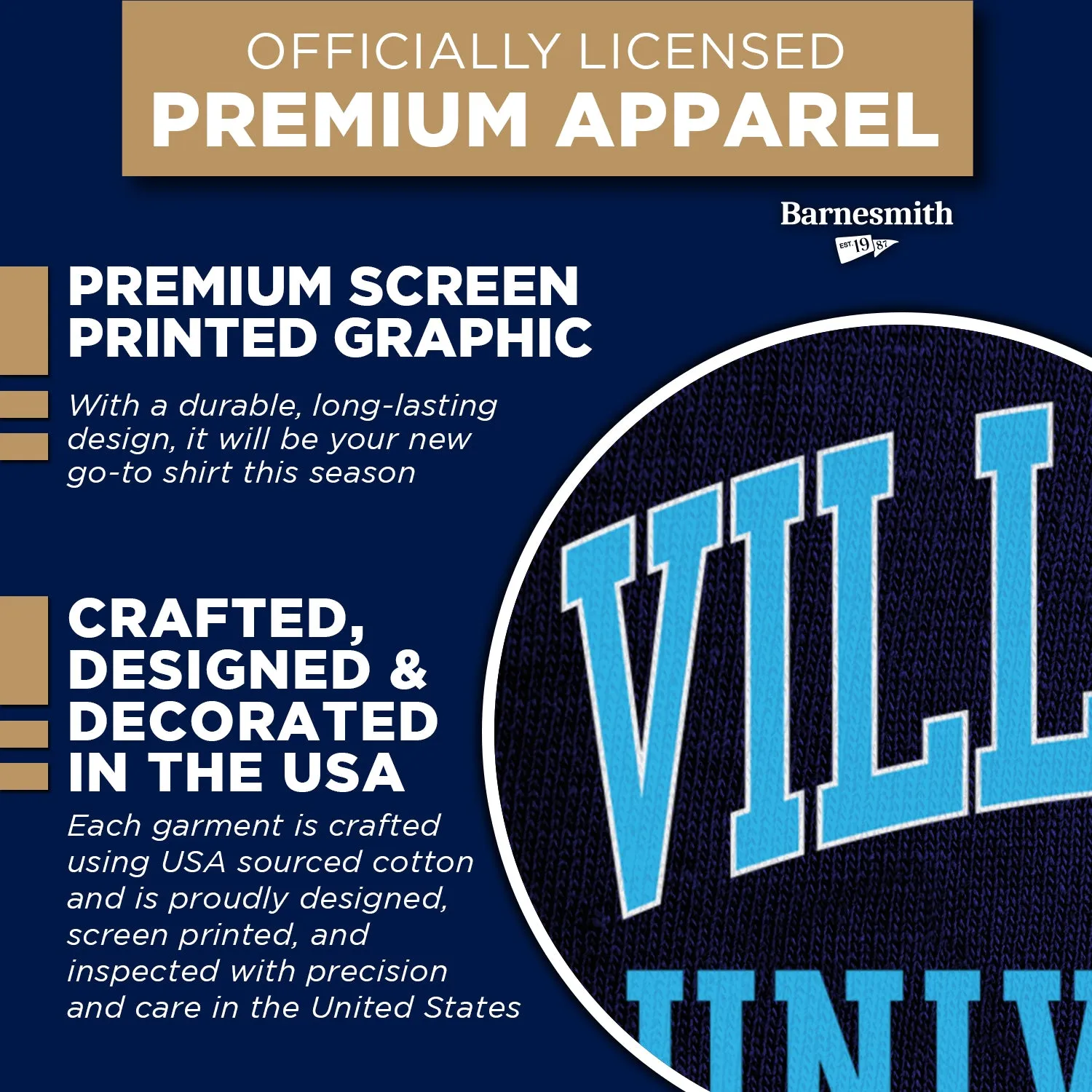 Villanova University Classic T-Shirt (Navy) sold by Barnesmith product image thumbnail 4