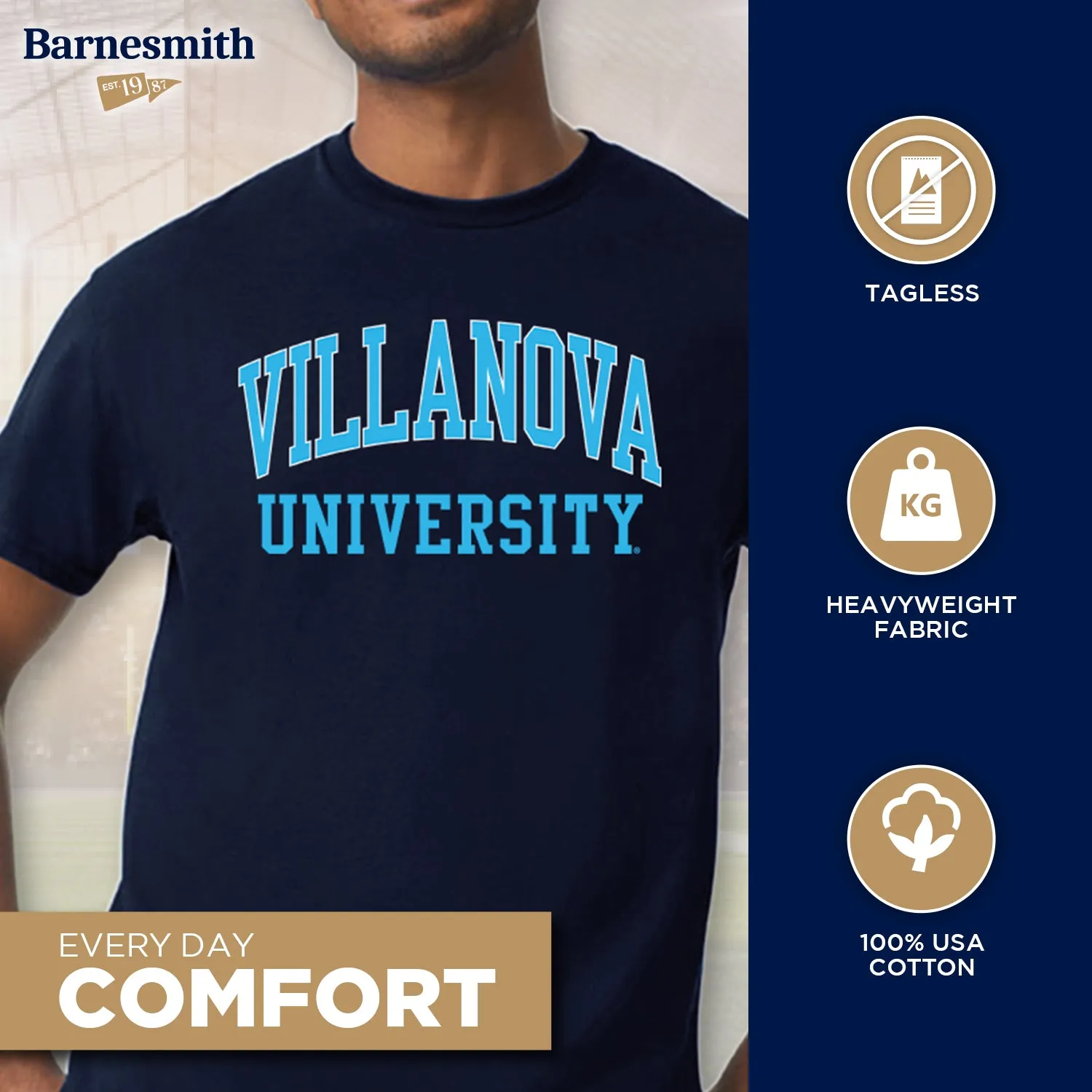 Villanova University Classic T-Shirt (Navy) sold by Barnesmith product image thumbnail 3