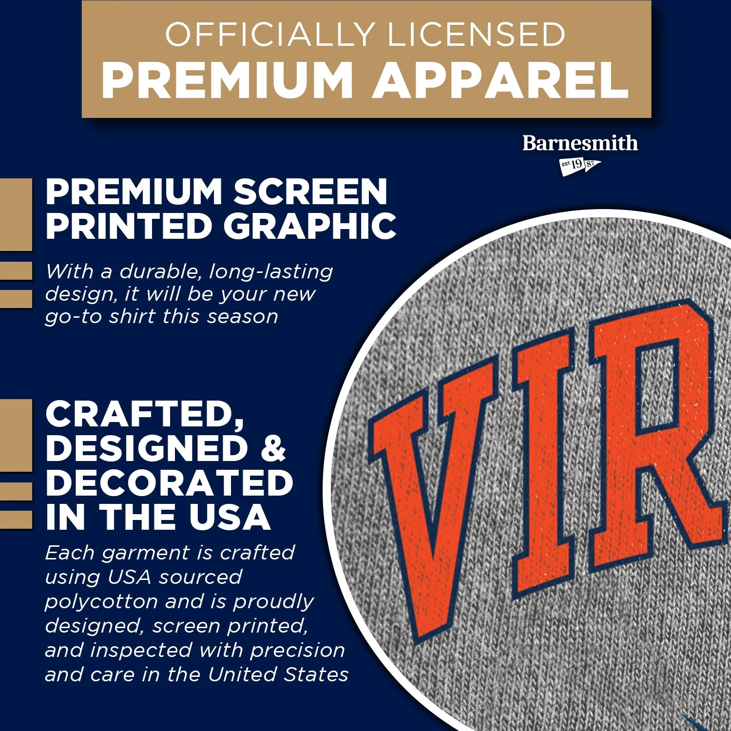 University of Virginia Short-Sleeve Spirit T-Shirt (Charcoal Grey) sold by Barnesmith product image thumbnail 4