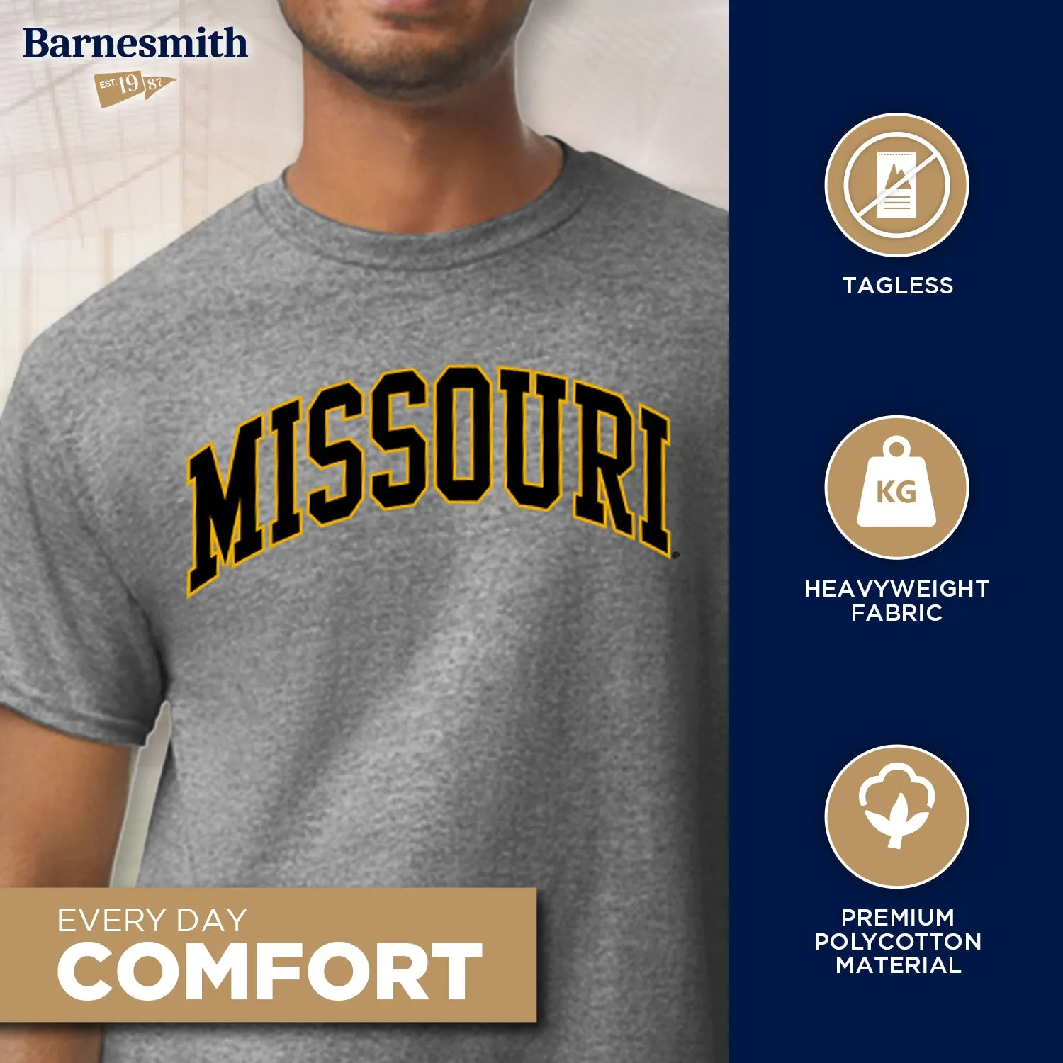 University of Missouri Classic T-Shirt (Charcoal Grey) sold by Barnesmith product image thumbnail 3