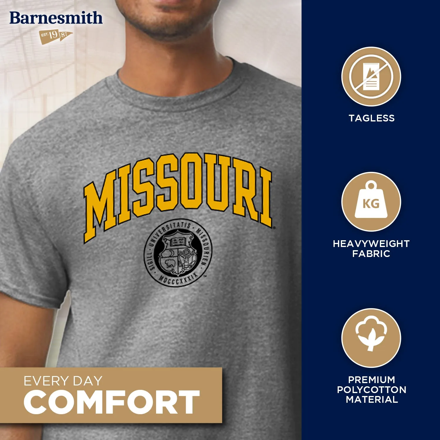 University of Missouri Heritage T-Shirt (Charcoal Grey) sold by Barnesmith product image thumbnail 3