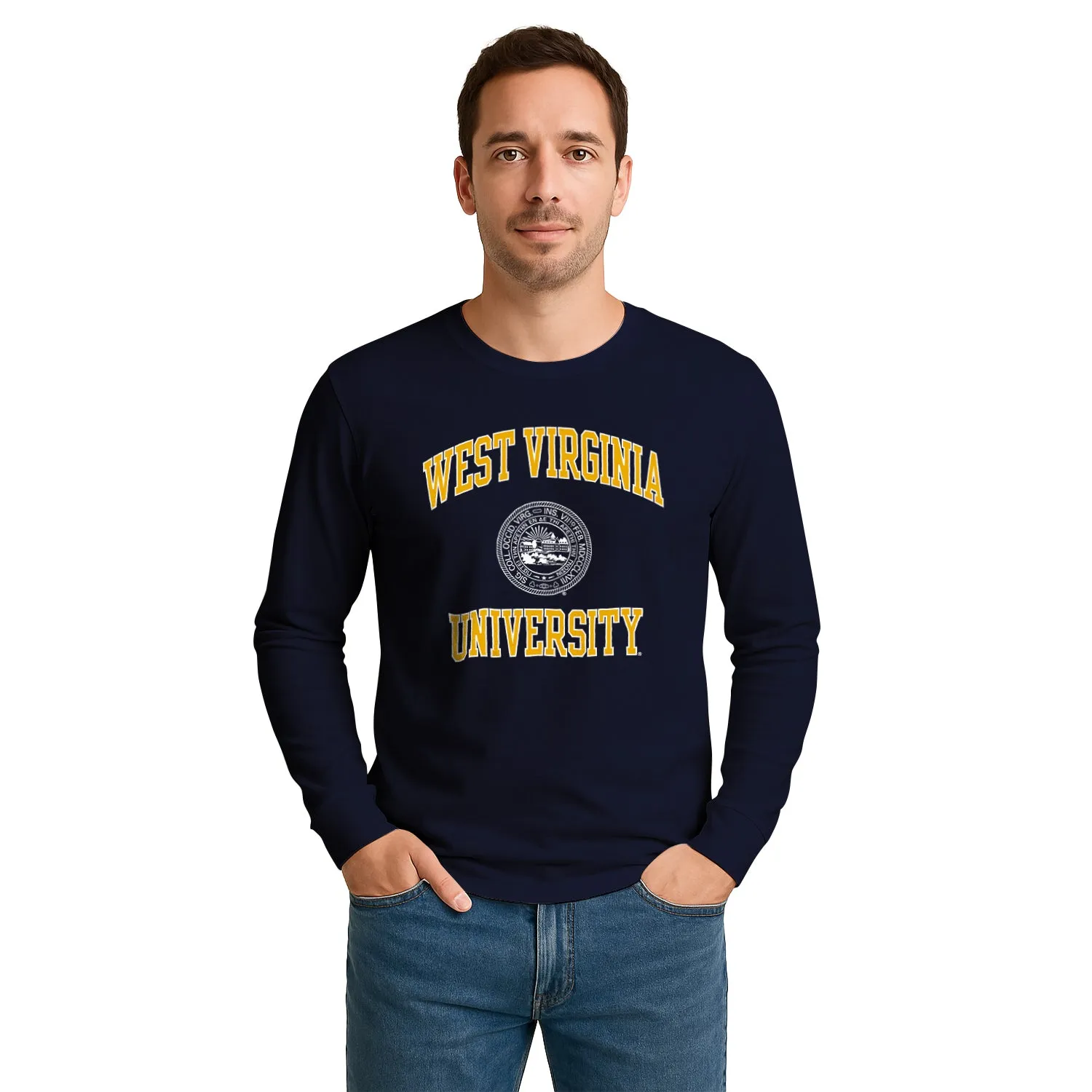 West Virginia University Heritage Long Sleeve T-Shirt (Navy) sold by Barnesmith product image thumbnail 2