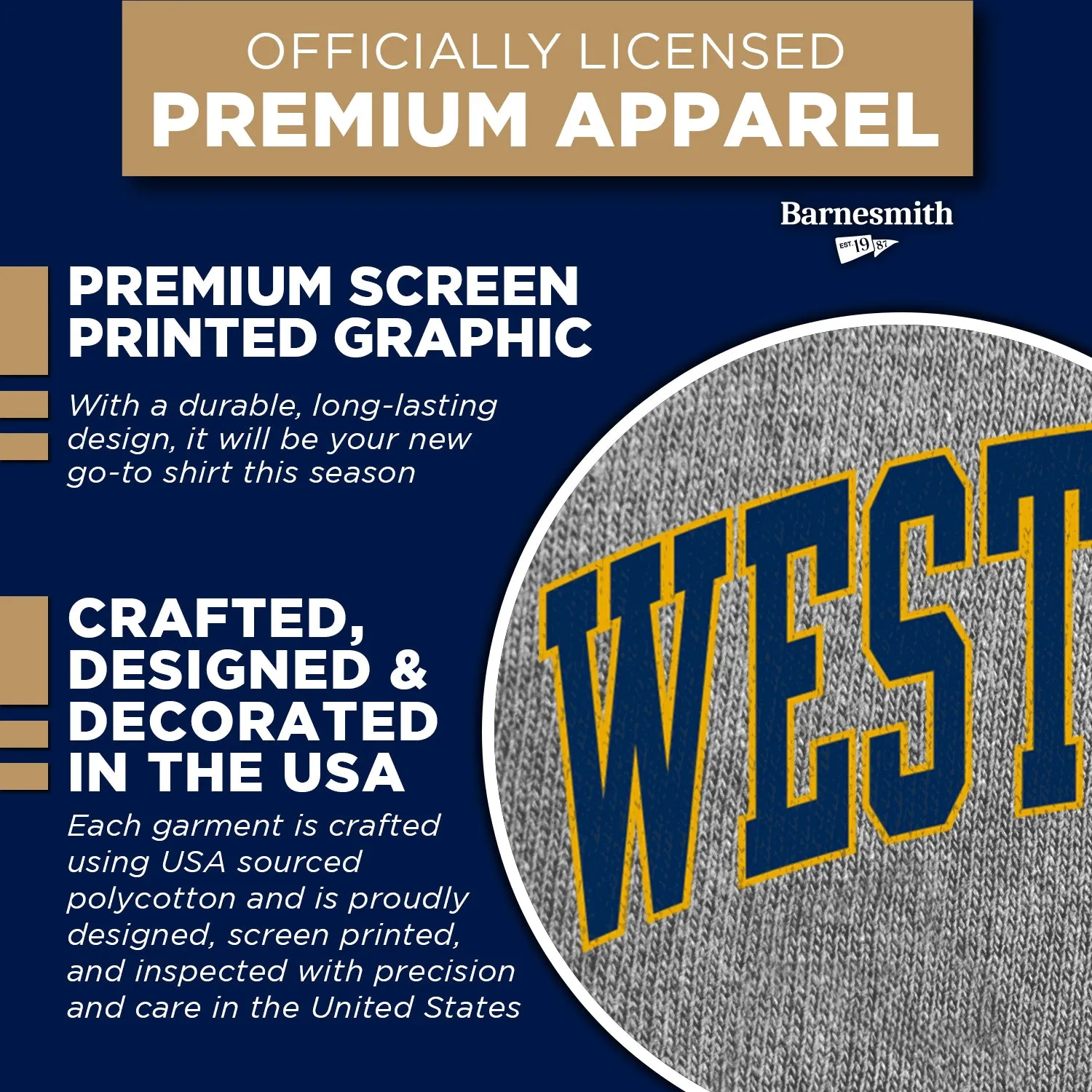 West Virginia University Classic T-Shirt (Charcoal Grey) sold by Barnesmith product image thumbnail 4