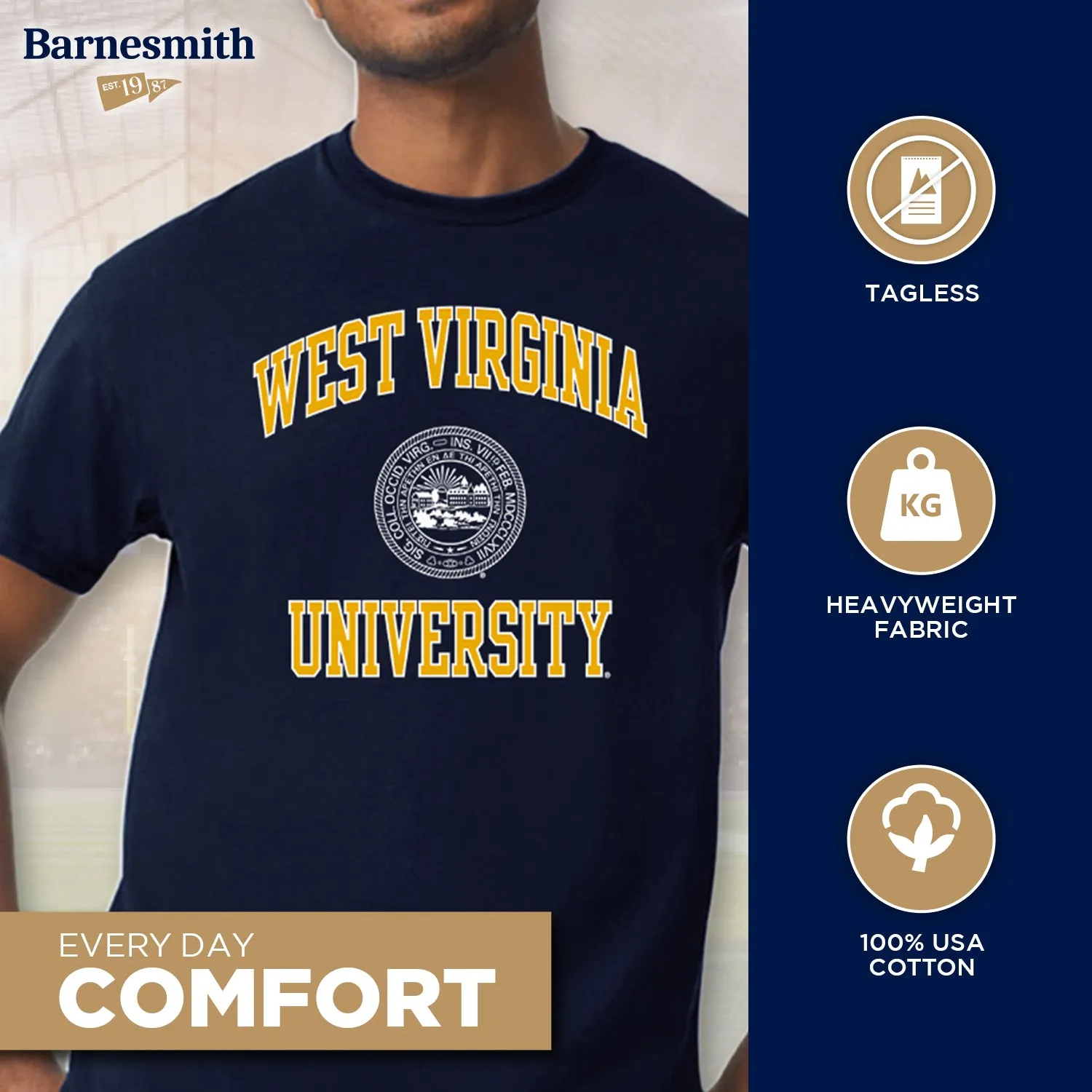 West Virginia University Heritage T-Shirt (Navy) sold by Barnesmith product image thumbnail 3